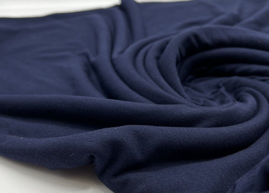 Plain Navy Viscose Elastane Fabric 4 Way Stretch Jersey