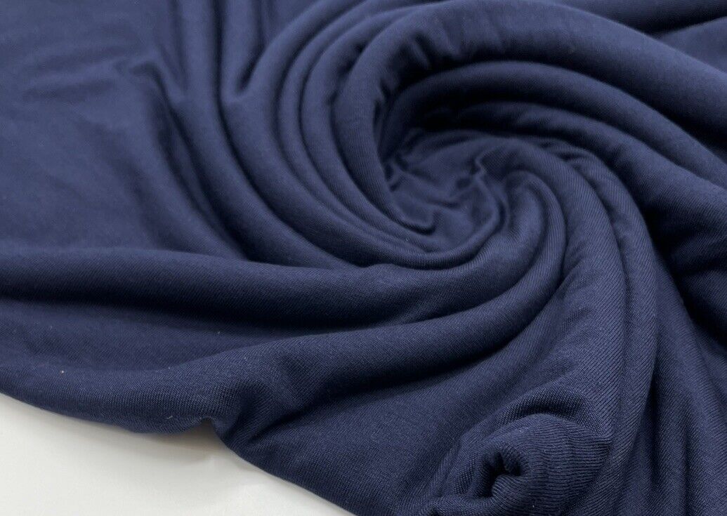 Plain Navy Viscose Elastane Fabric 4 Way Stretch Jersey