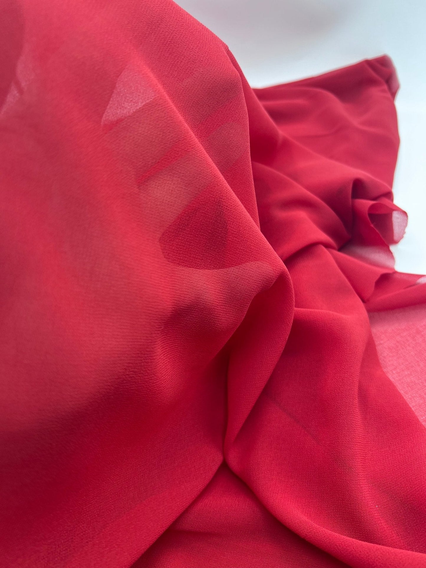 Plain Red Chiffon Sheer Dress Bridal Fabric