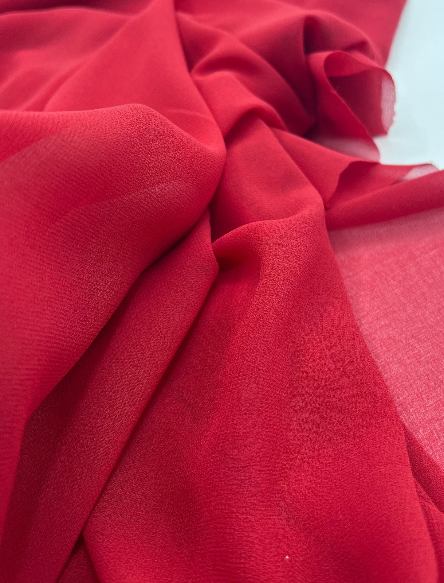 Plain Red Chiffon Sheer Dress Bridal Fabric