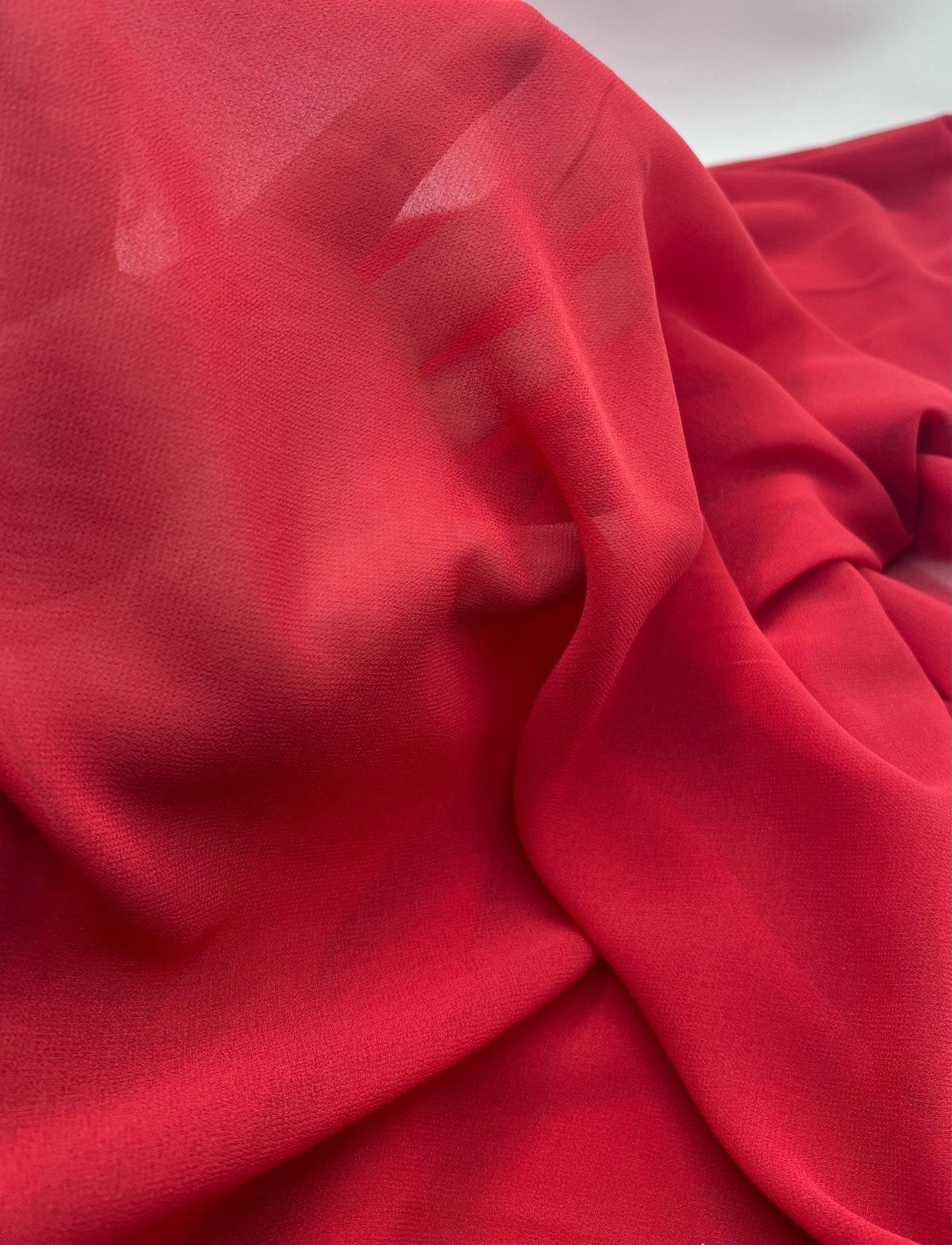 Plain Red Chiffon Sheer Dress Bridal Fabric
