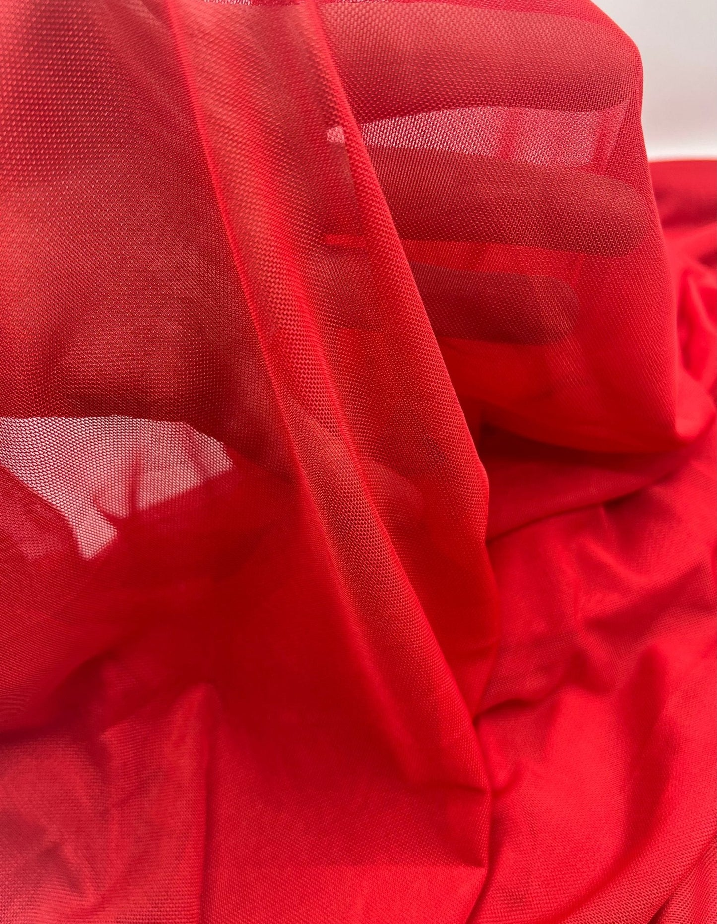 Plain Red Mesh Fabric Stretch