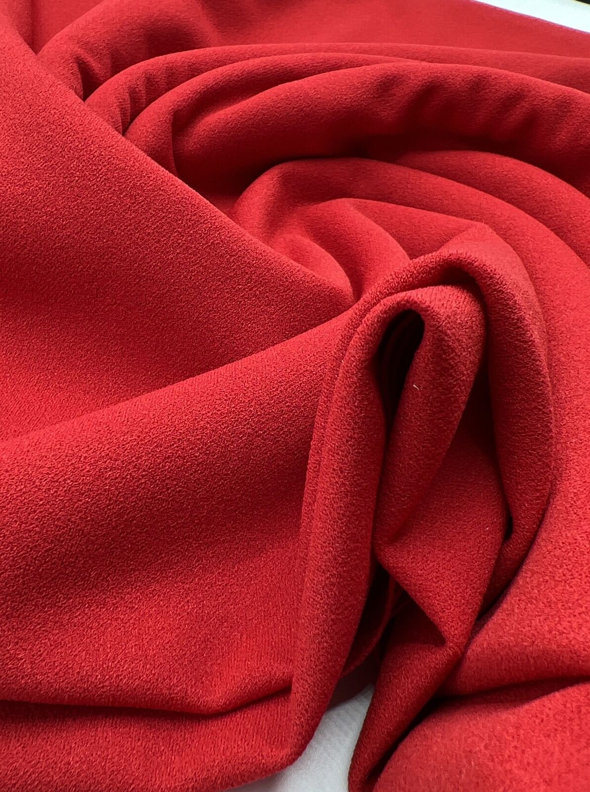 Plain Red Scuba Crepe Stretch Jersey Fabric 4 Way Stretch