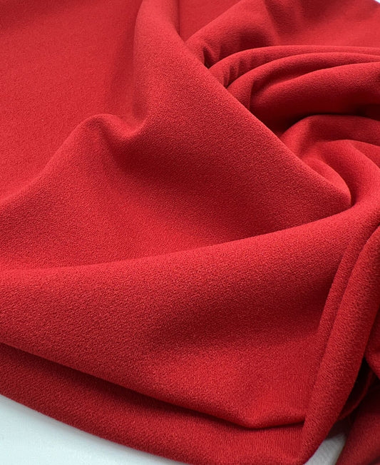 Plain Red Scuba Crepe Stretch Jersey Fabric 4 Way Stretch