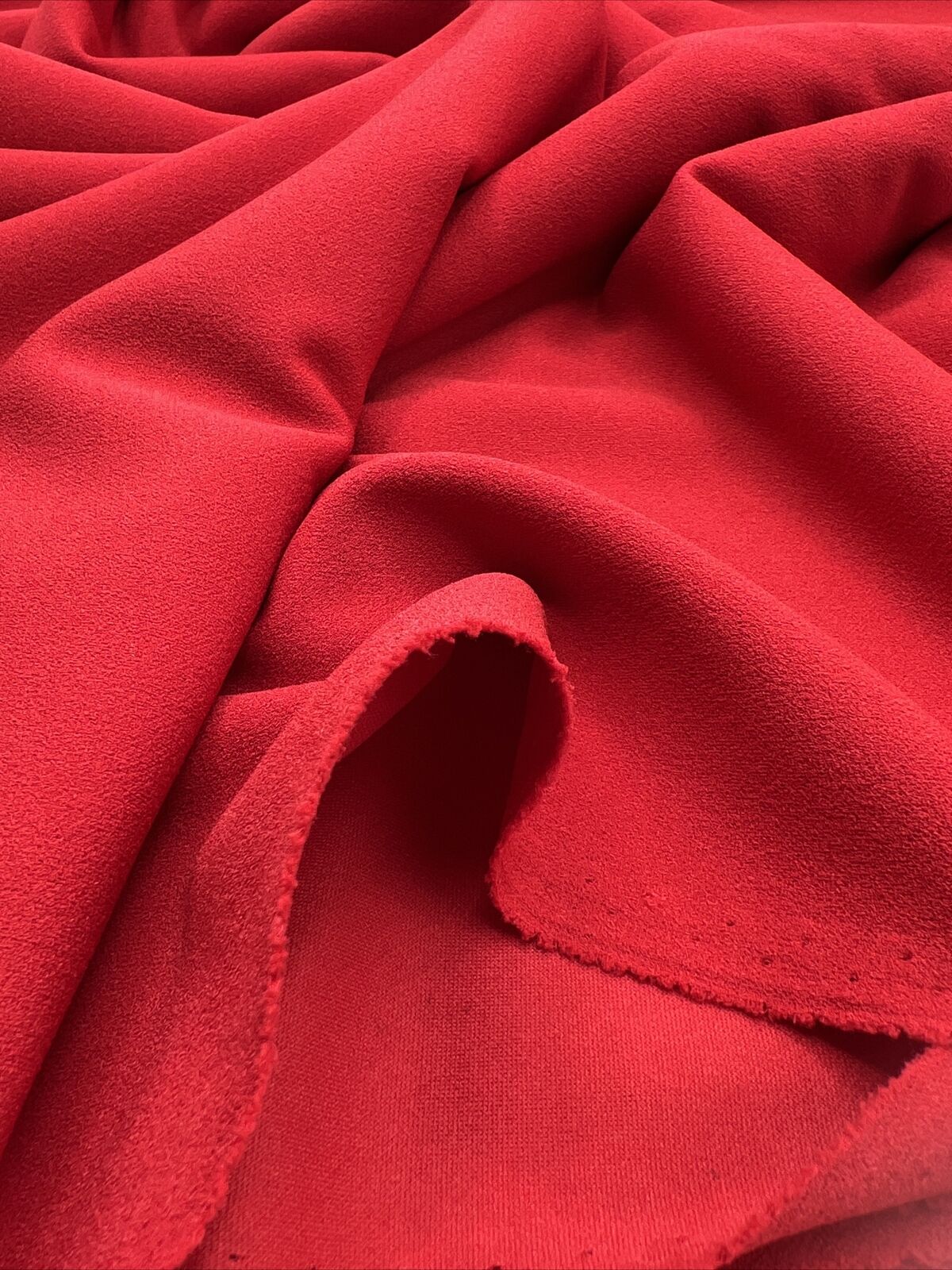 Plain Red Scuba Crepe Stretch Jersey Fabric 4 Way Stretch