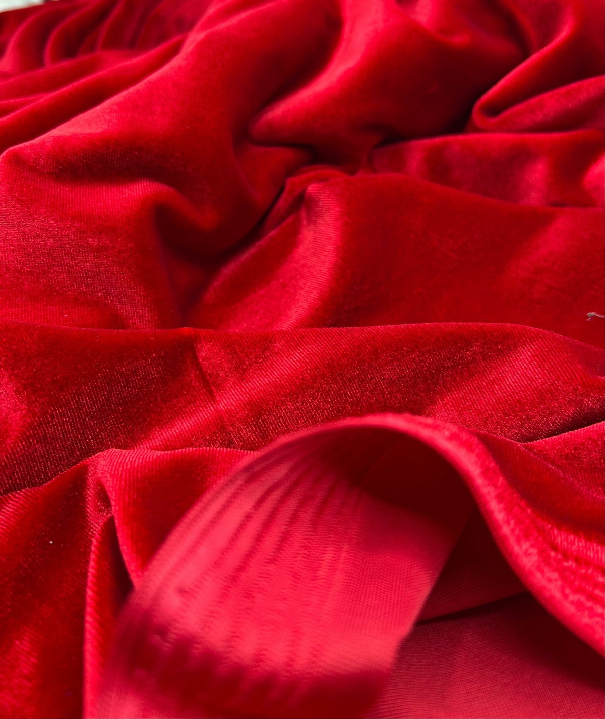 Plain Red Plain Velour Spandex Stretch Fabric
