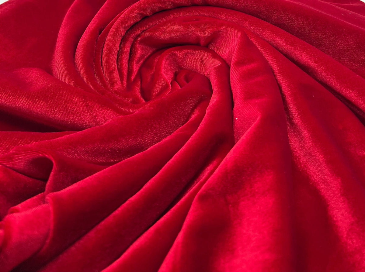 Plain Red Plain Velour Spandex Stretch Fabric