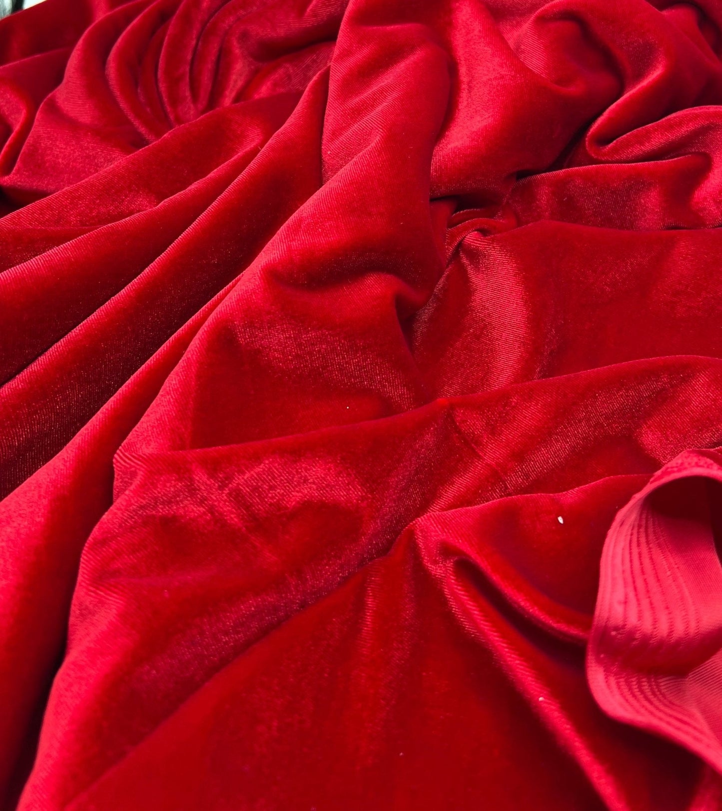Plain Red Plain Velour Spandex Stretch Fabric