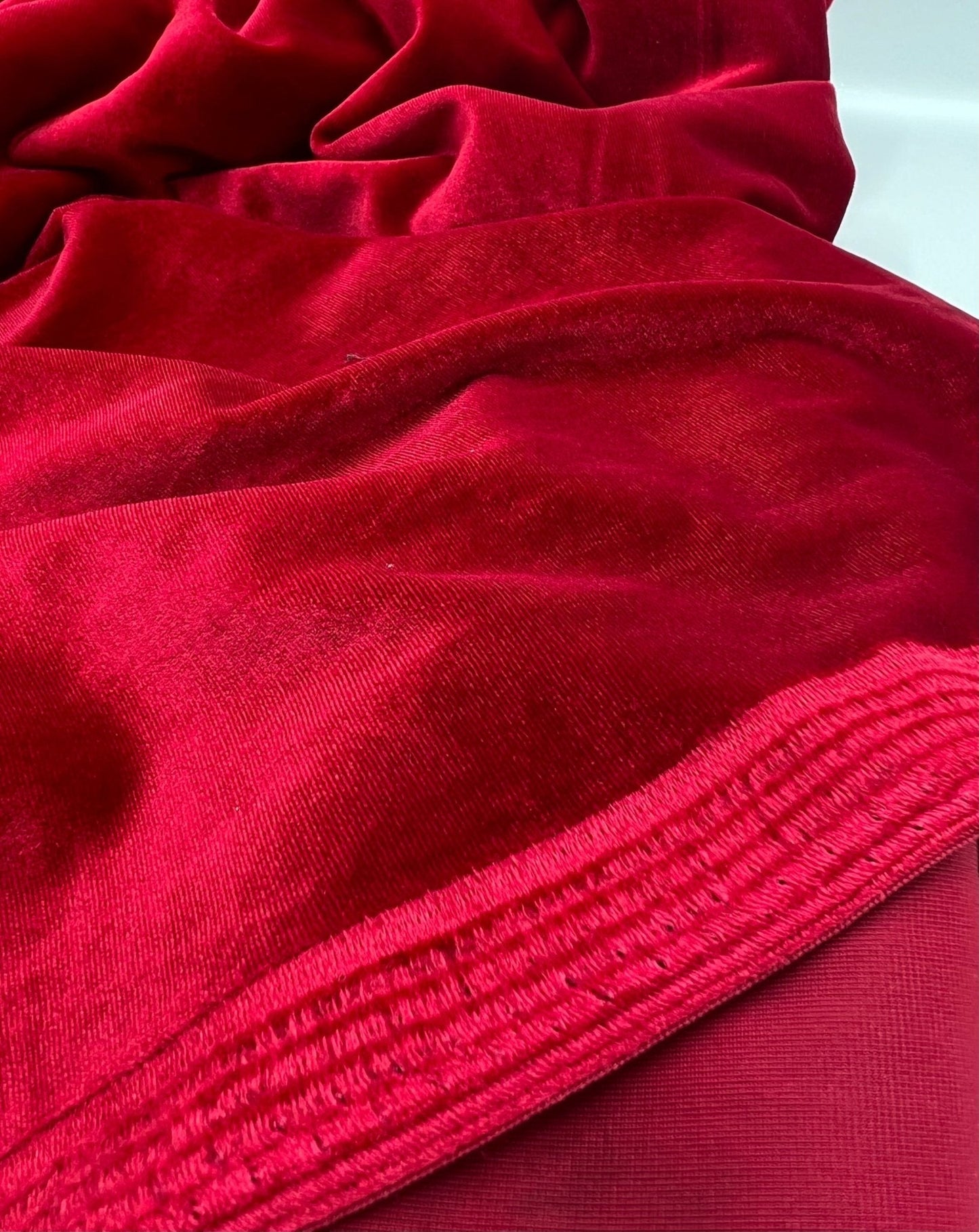 Plain Red Plain Velour Spandex Stretch Fabric