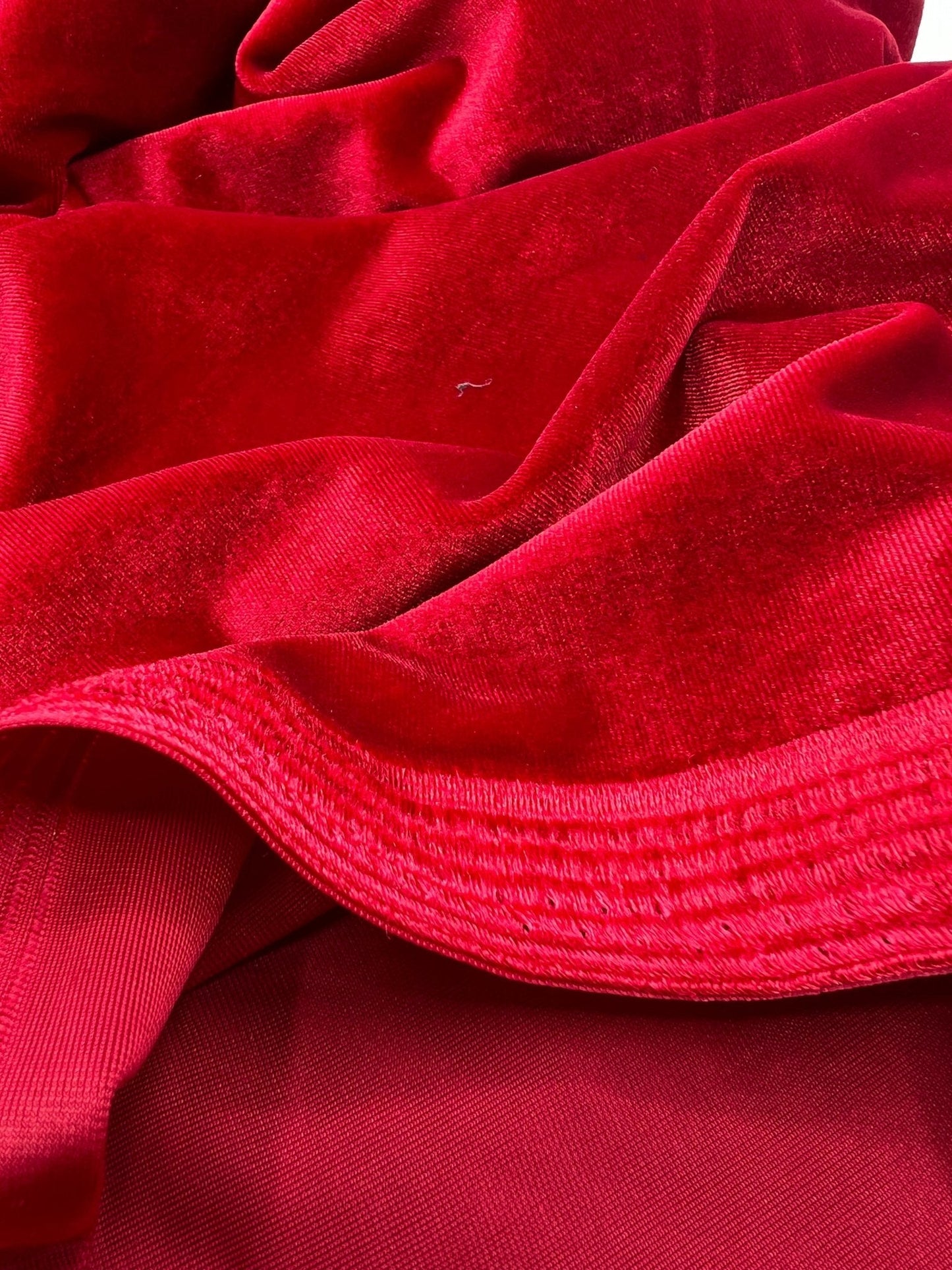 Plain Red Plain Velour Spandex Stretch Fabric