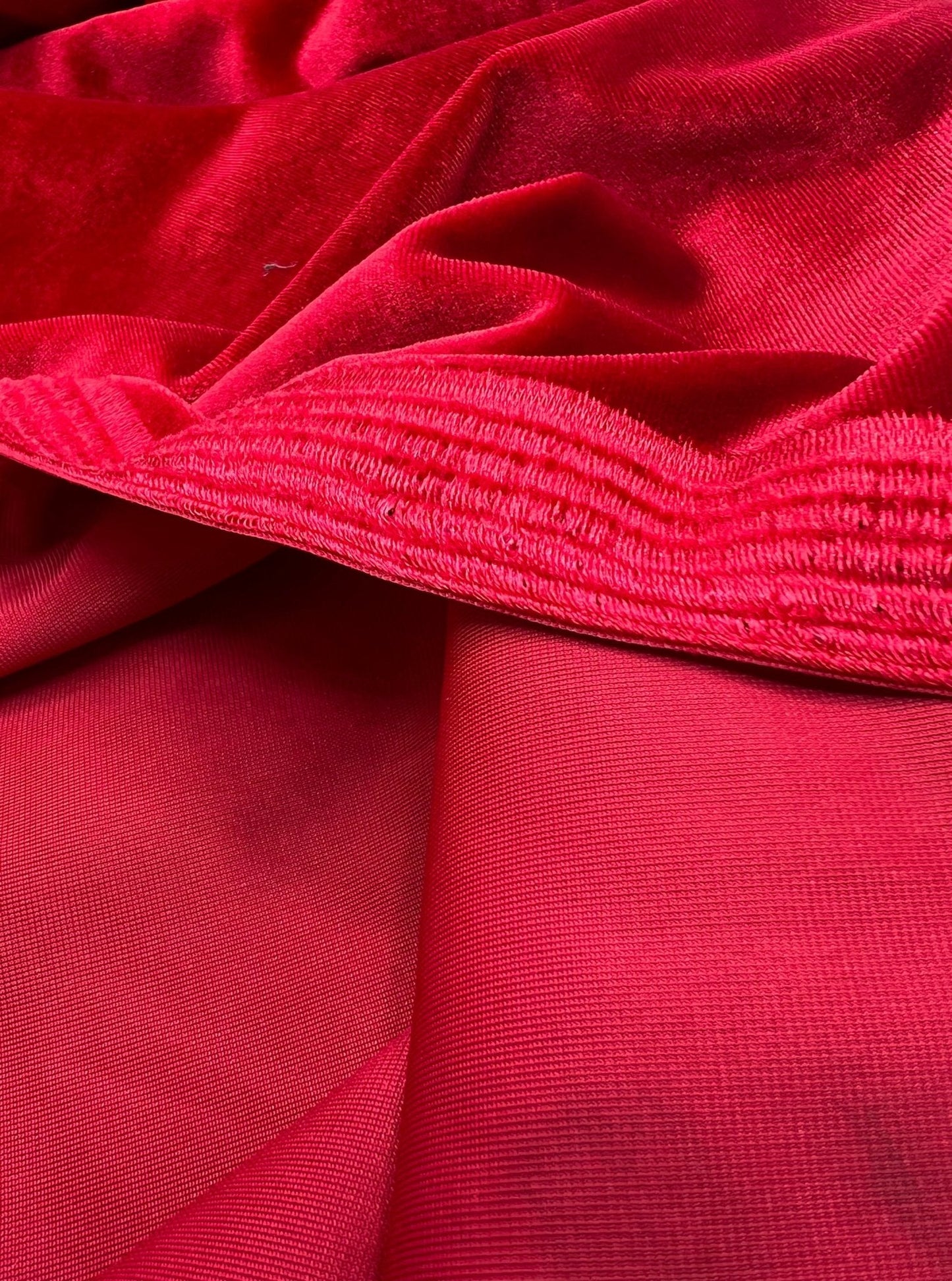 Plain Red Plain Velour Spandex Stretch Fabric
