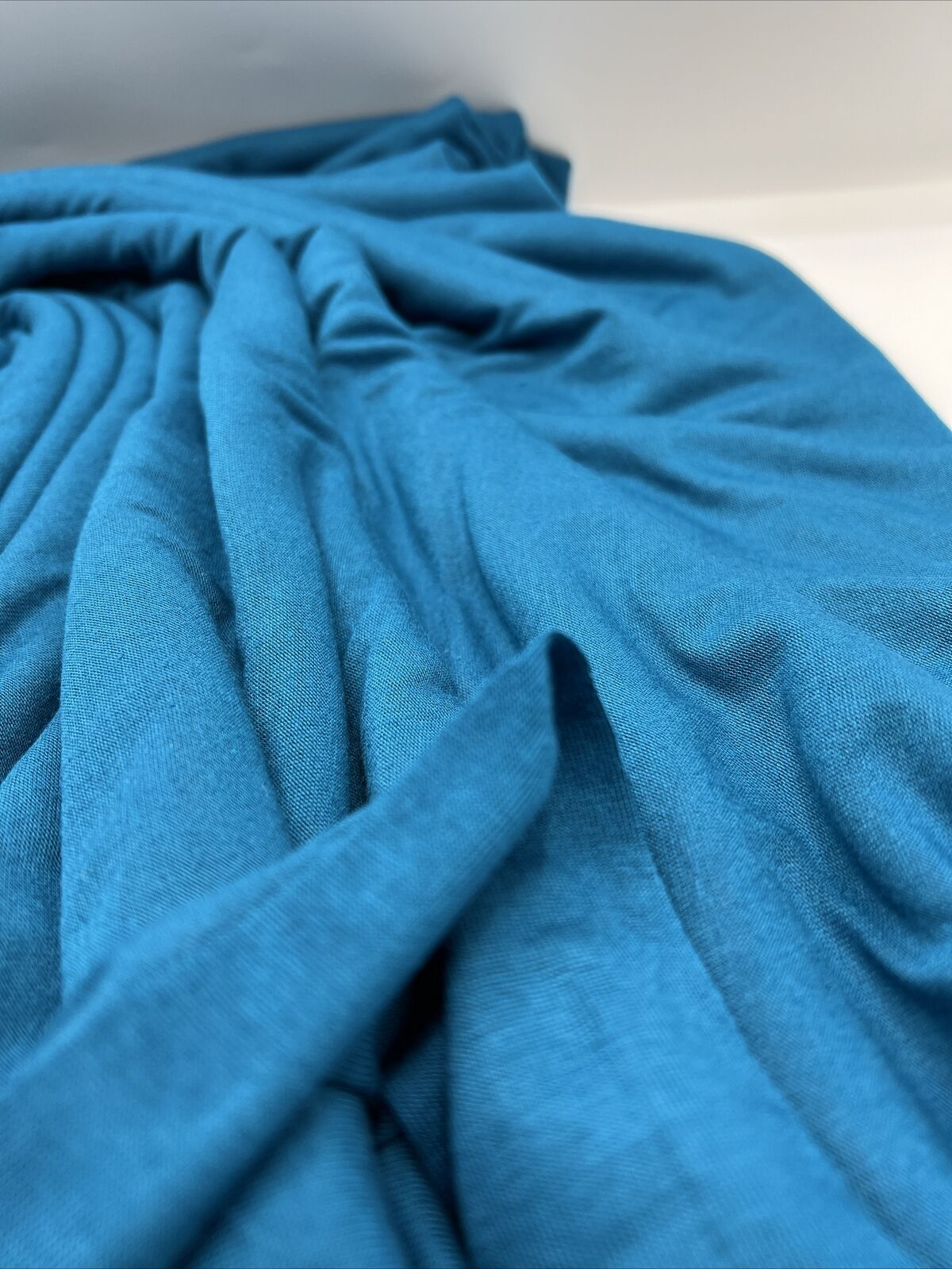 Plain Teal Blue Viscose Elastane Fabric 4 Way Stretch Jersey