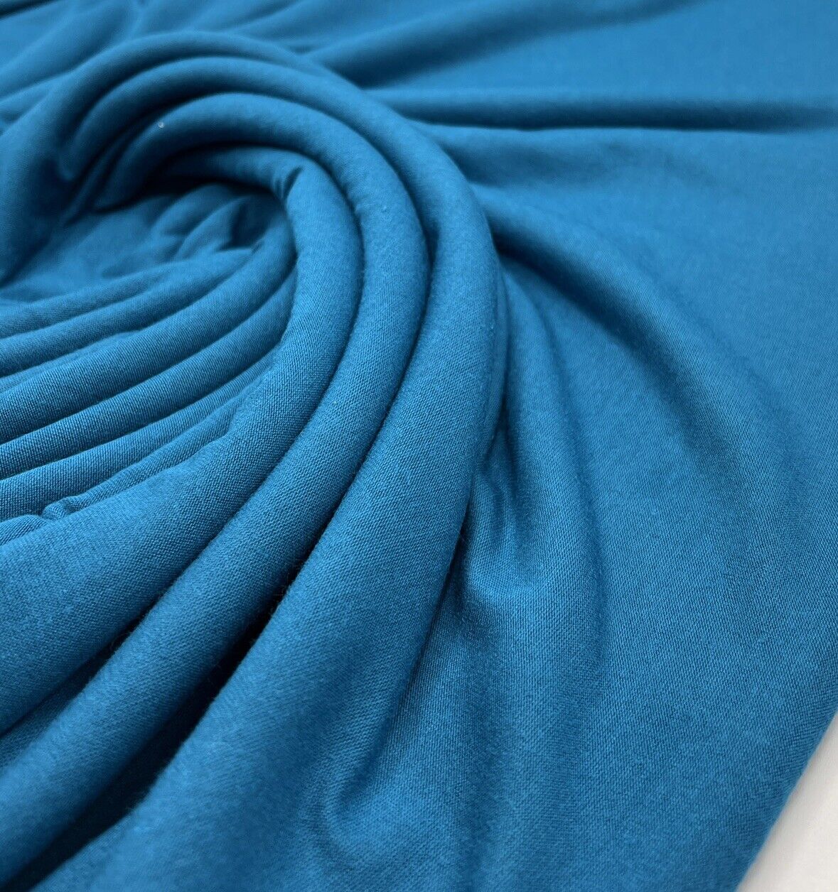 Plain Teal Blue Viscose Elastane Fabric 4 Way Stretch Jersey