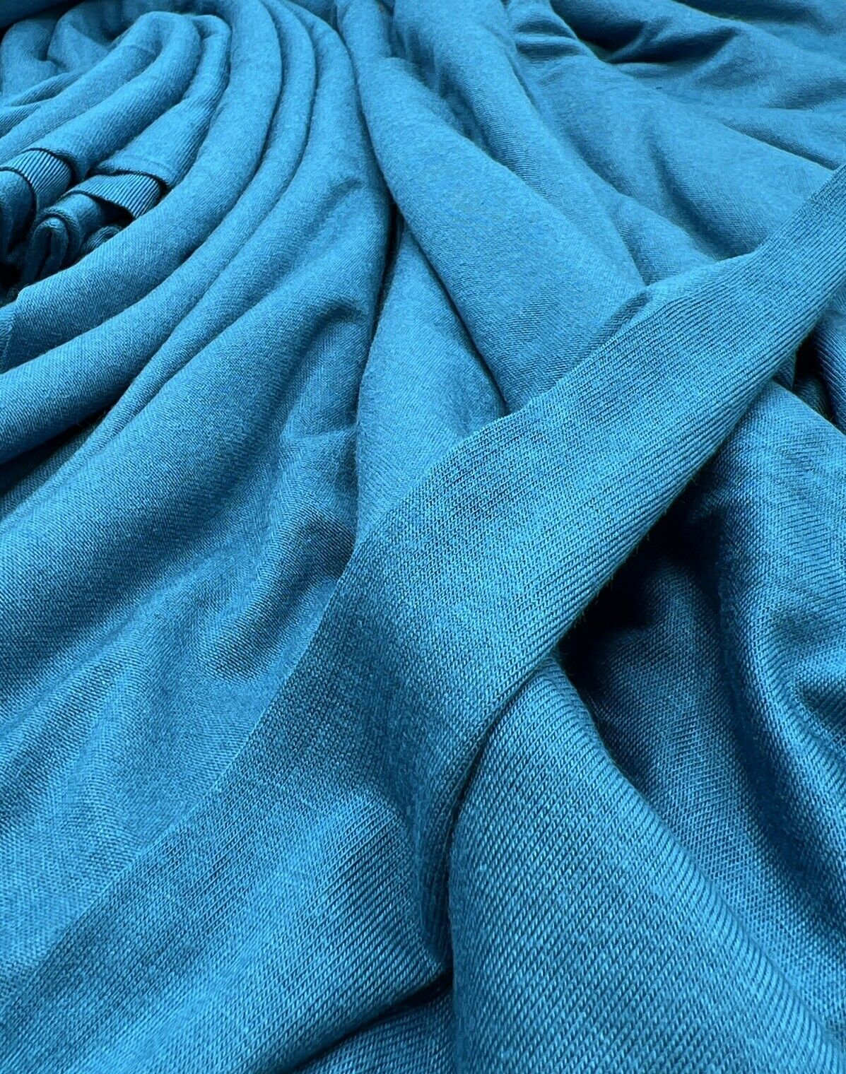 Plain Teal Blue Viscose Elastane Fabric 4 Way Stretch Jersey