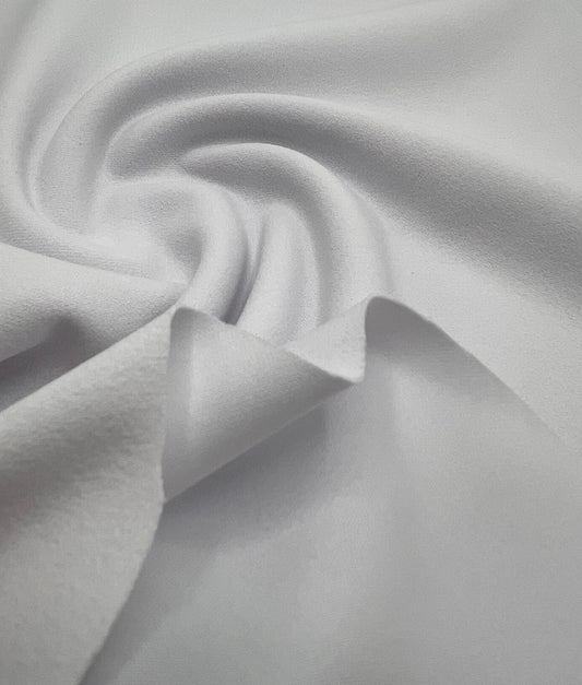 Plain White Scuba Crepe Stretch Jersey Fabric 4 Way Stretch