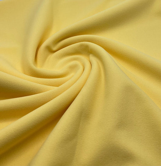 Plain Yellow Lemon Scuba Crepe Stretch Jersey Fabric 4 Way Stretch