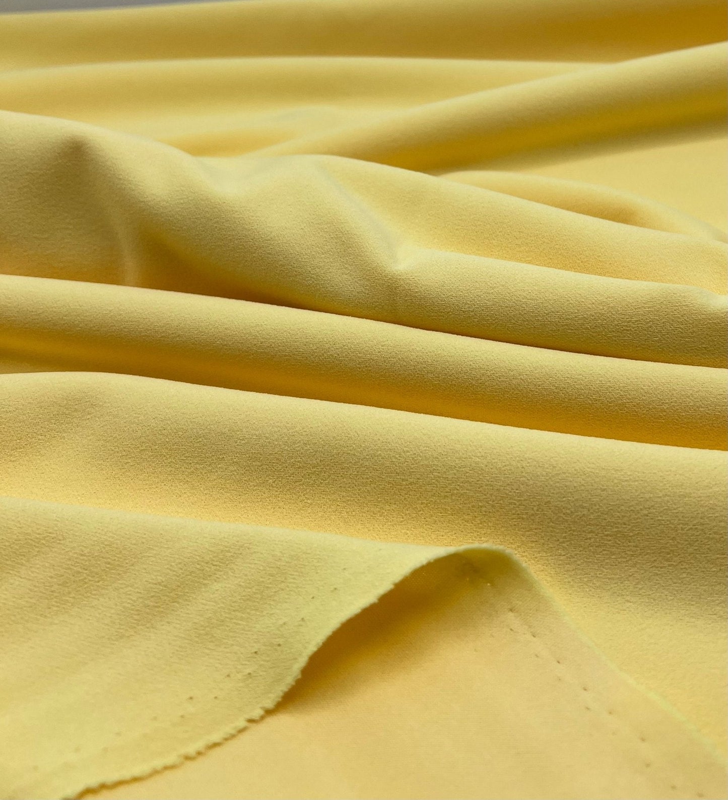 Plain Yellow Lemon Scuba Crepe Stretch Jersey Fabric 4 Way Stretch