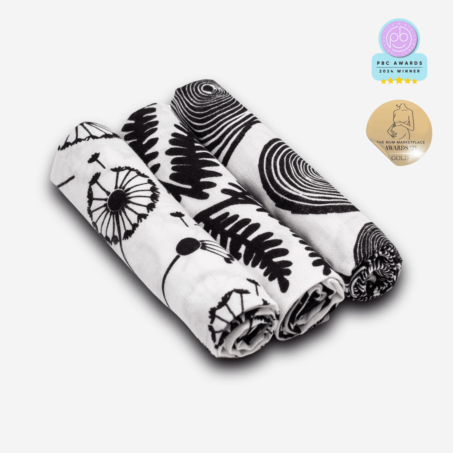 PLANT PRINT 3-PACK MUSLINS - birth to 4 months
