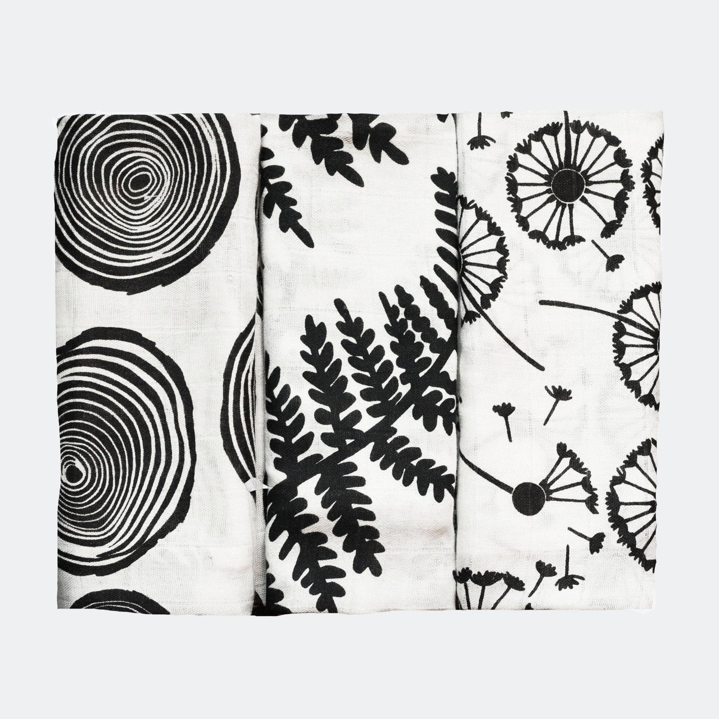PLANT PRINT 3-PACK MUSLINS - birth to 4 months