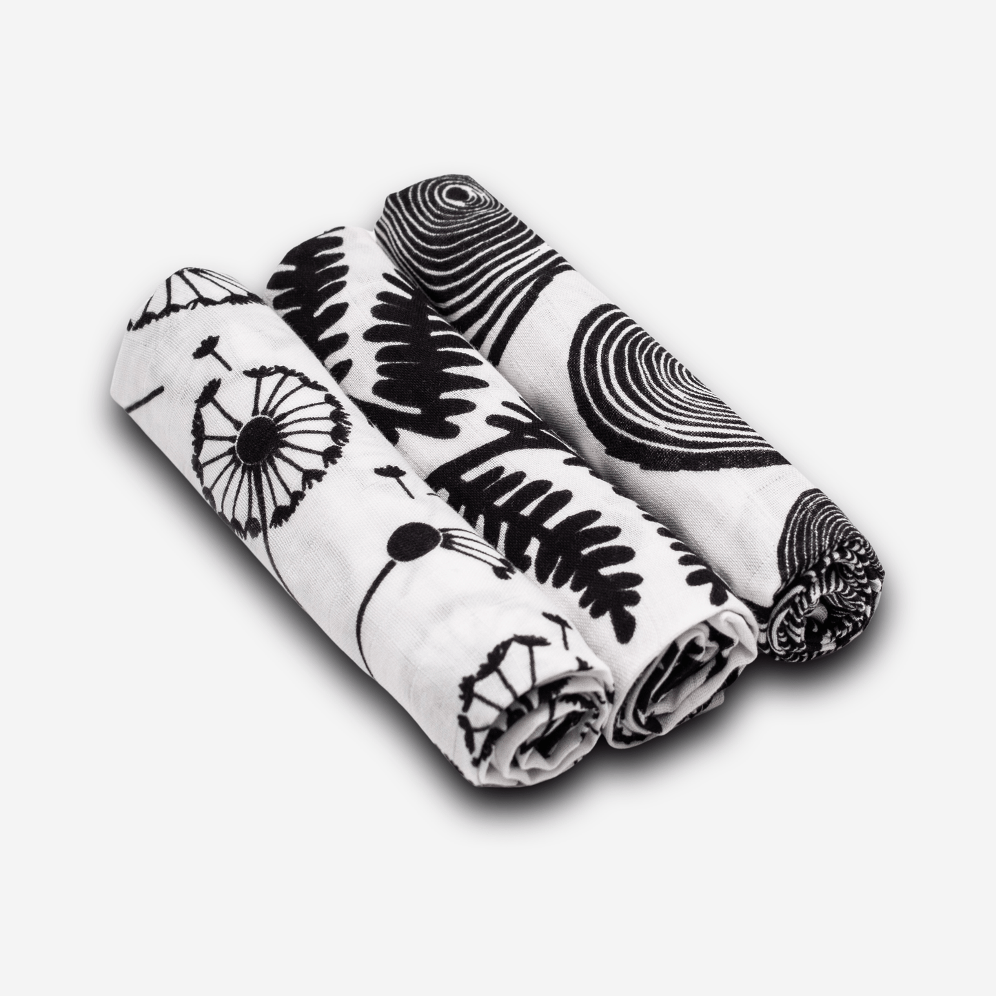 PLANT PRINT 3-PACK MUSLINS - birth to 4 months