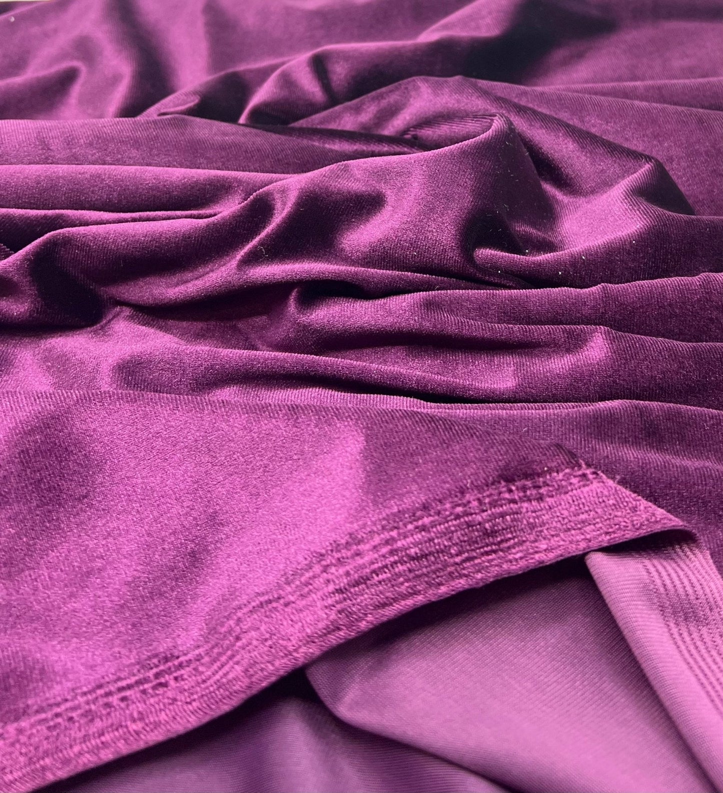 Plum Plain Velour Spandex Stretch Fabric