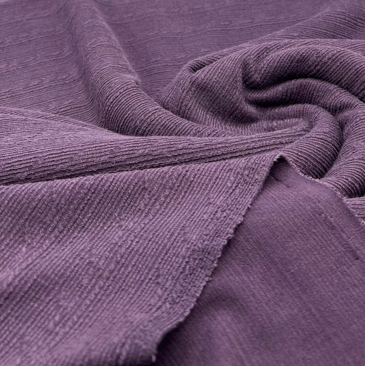 Plum Soft Striped Textured Stretch Fabric