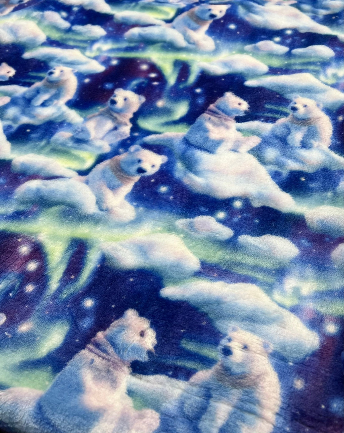 Polar Bears Cuddle Fleece Fabric Blanket Loungewear