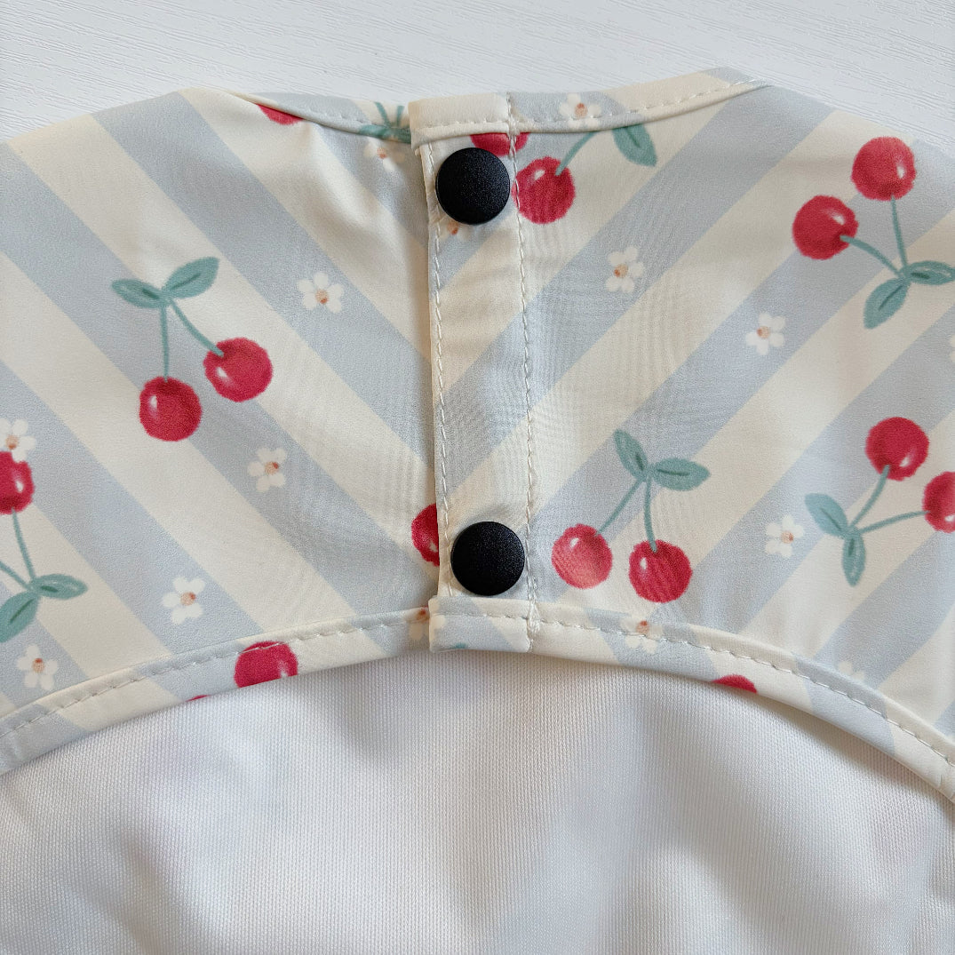 Long Sleeved Baby Bib - Cherry Stripe