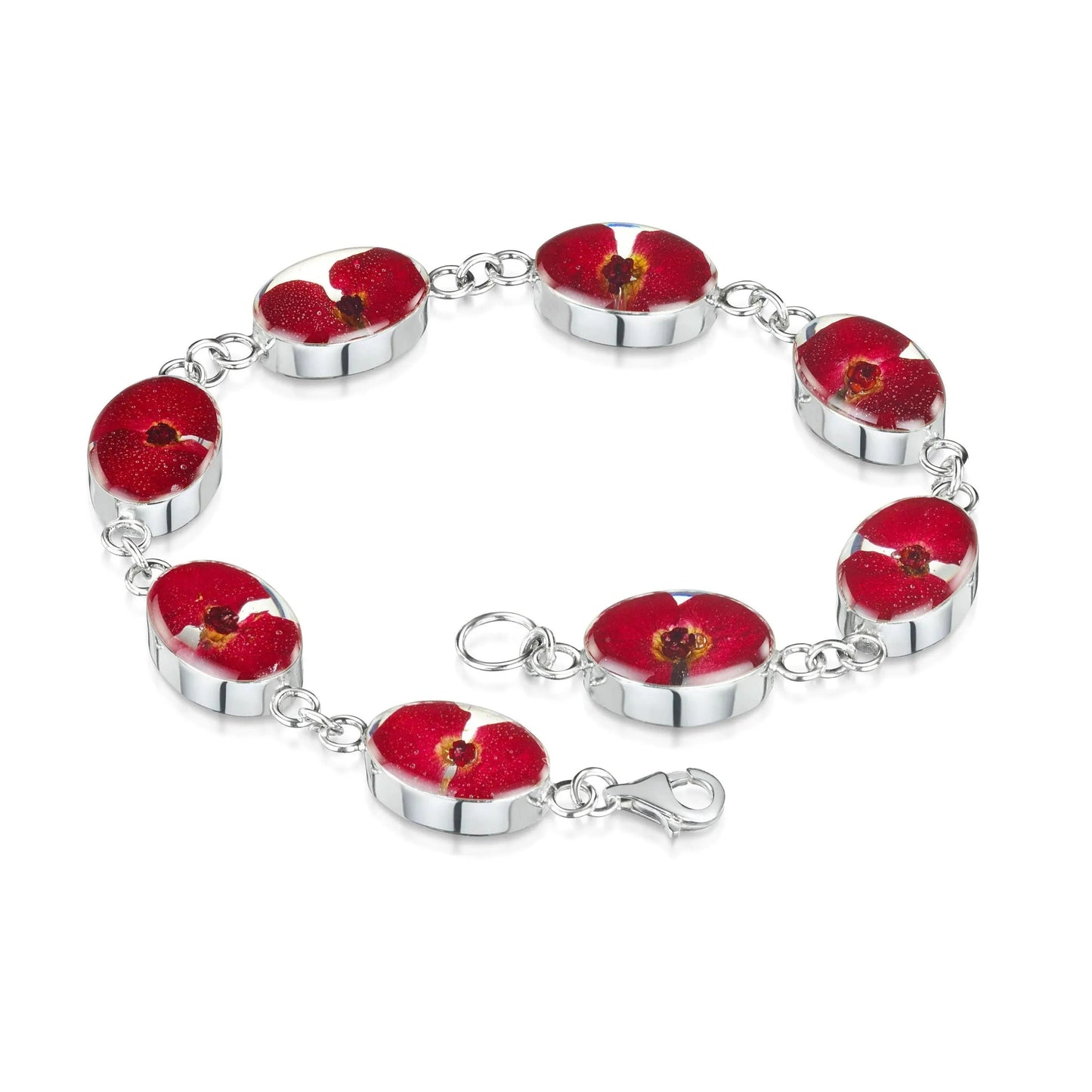 Poppy bracelet by Shrieking Violet® Sterling silver bracelet handmade with real flowers