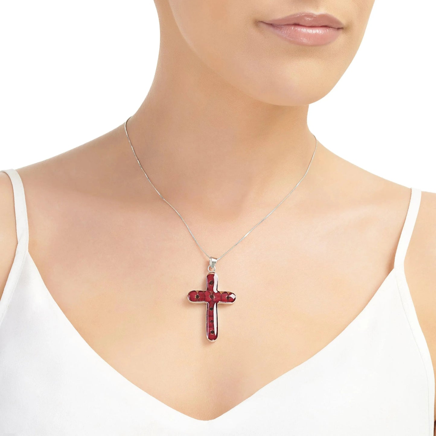 Poppy cross necklace by Shrieking Violet® Sterling silver Large Cross pendant