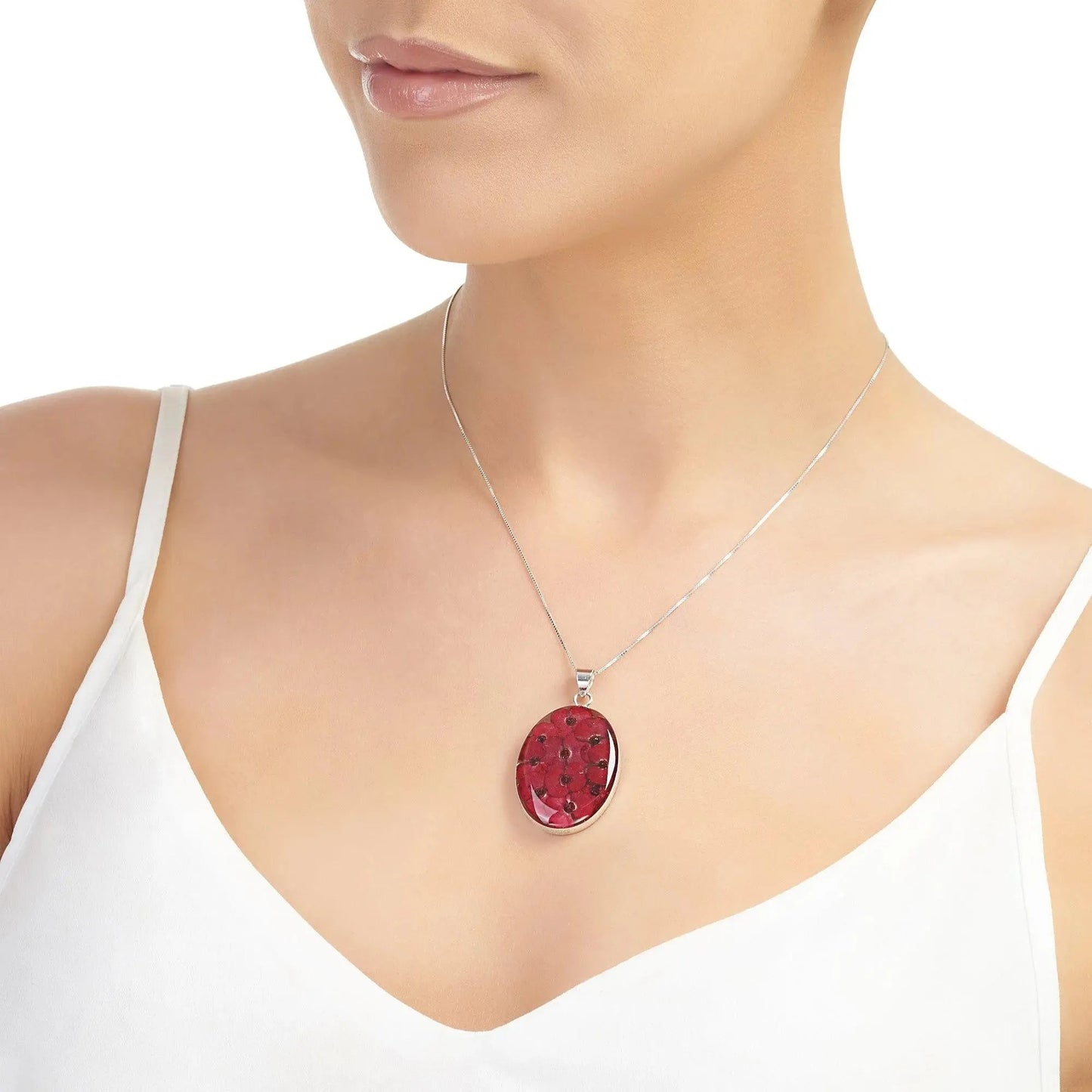 Poppy necklace by Shrieking Violet® Sterling silver Large Oval pendant