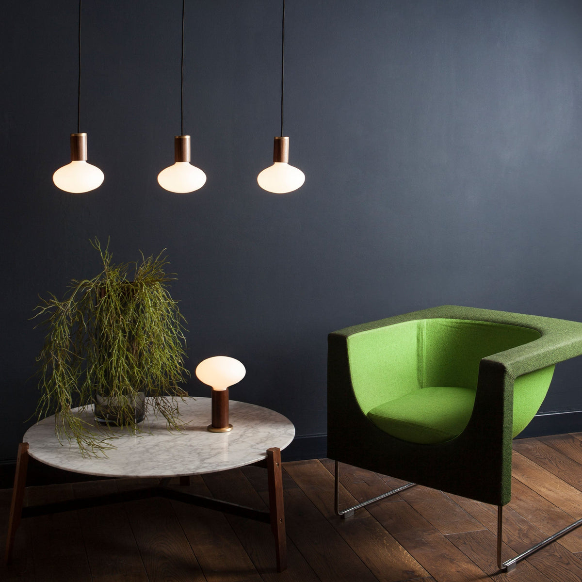 Oval Dim-to-Warm Pendant Light in Graphite