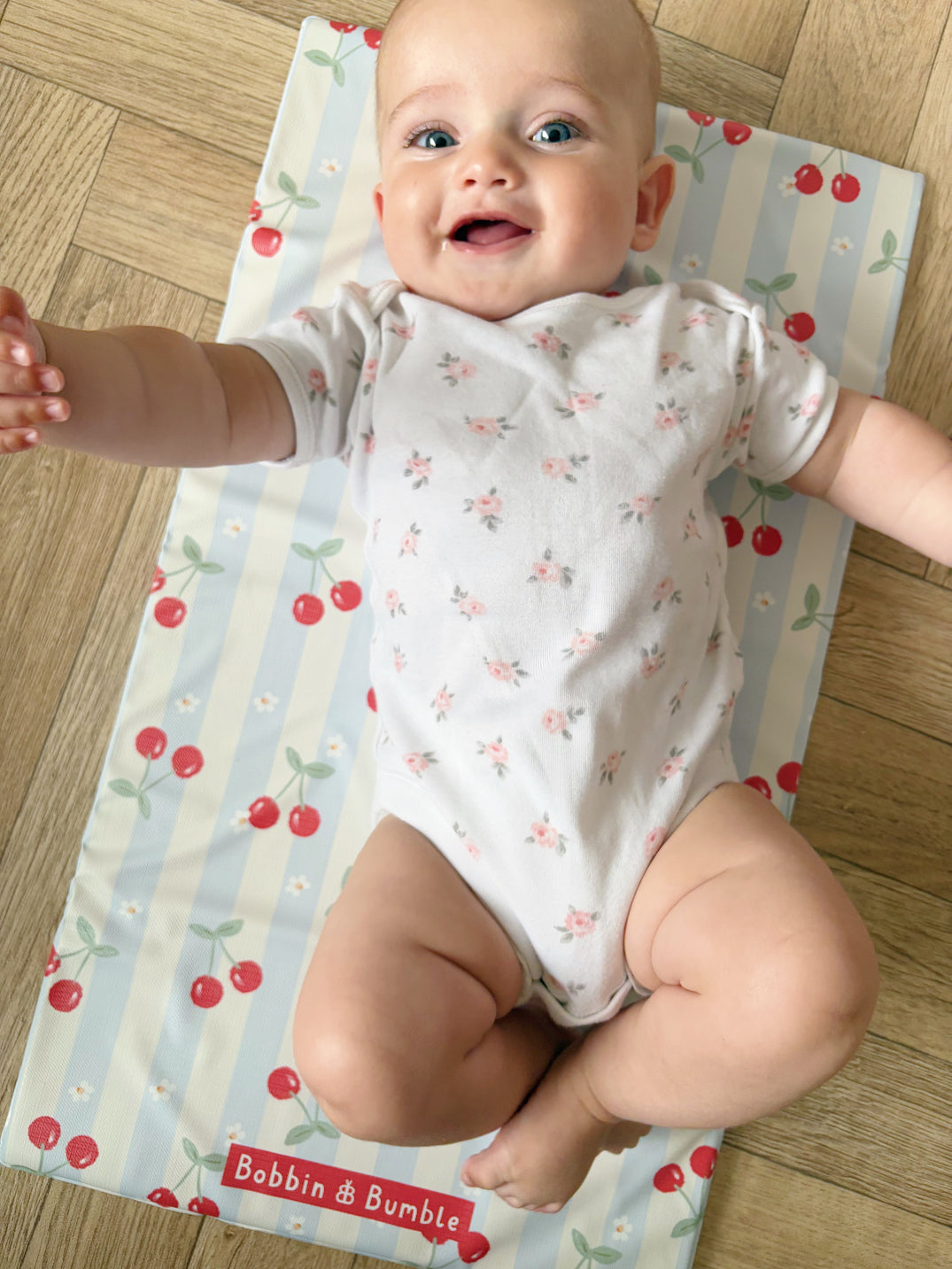 Travel Changing Mat - Cherry Stripe