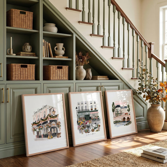 Poster Art London "London in Bloom" Floral City Scene Wall Art Prints | Set of 3