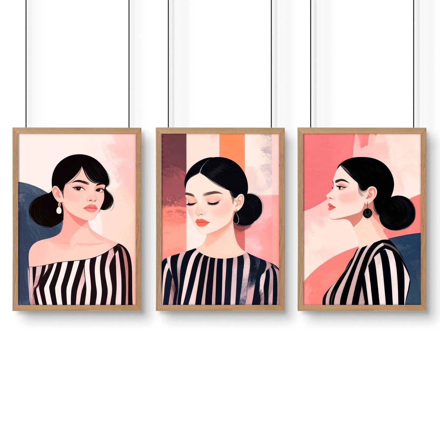 Poster Frame Large | Set of 3 Boho Women Wall art Prints