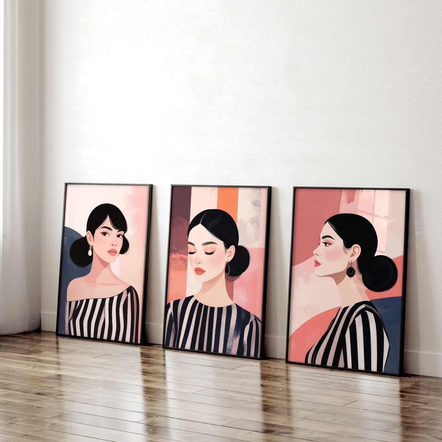 Poster Frame Large | Set of 3 Boho Women Wall art Prints