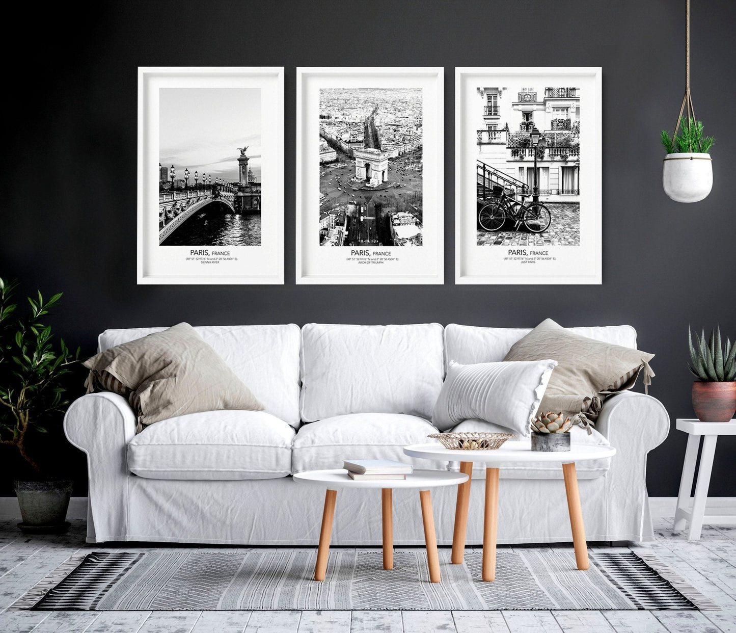 Posters for living room | set of 3 Paris wall art prints