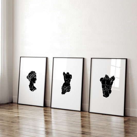 Posters With Frames | Set of 3 Sculpture Wall art Prints