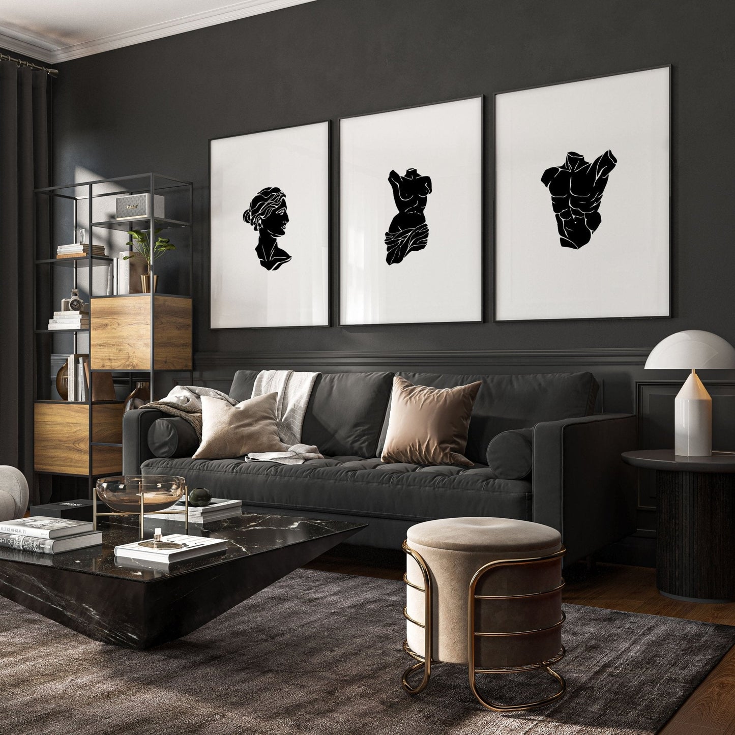 Posters With Frames | Set of 3 Sculpture Wall art Prints