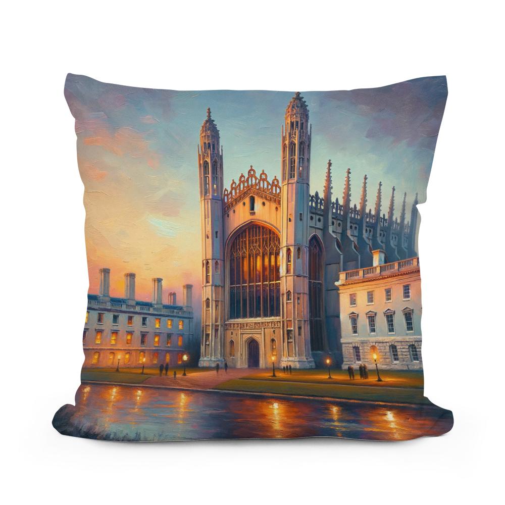 Cambridge King's College Chapel Dusk Impression Cotton Cushion