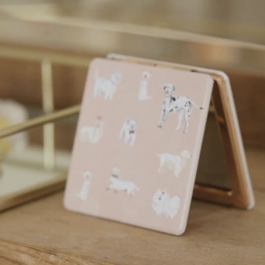 Lisa Angel Pink Dogs Print Compact Mirror