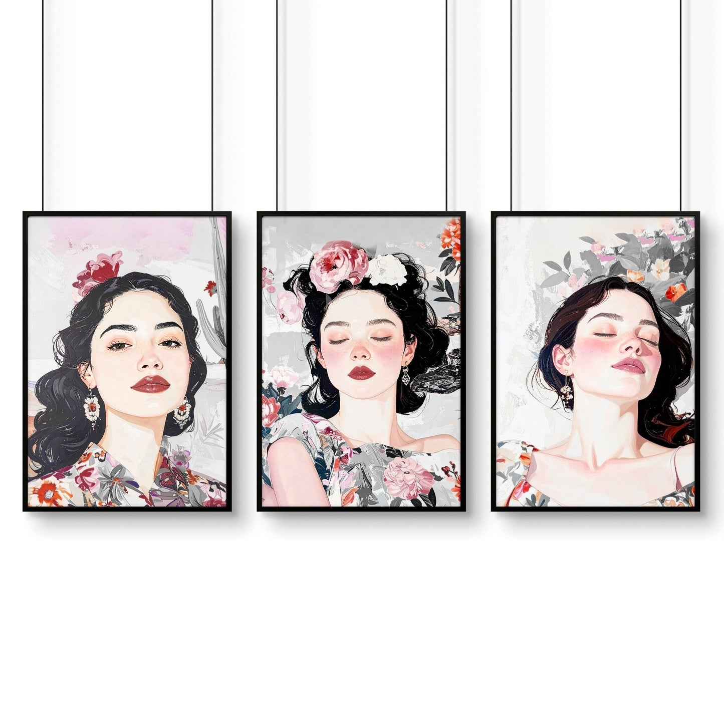 Print Sets Of 3 | Set of 3 Boho Women Wall art Prints