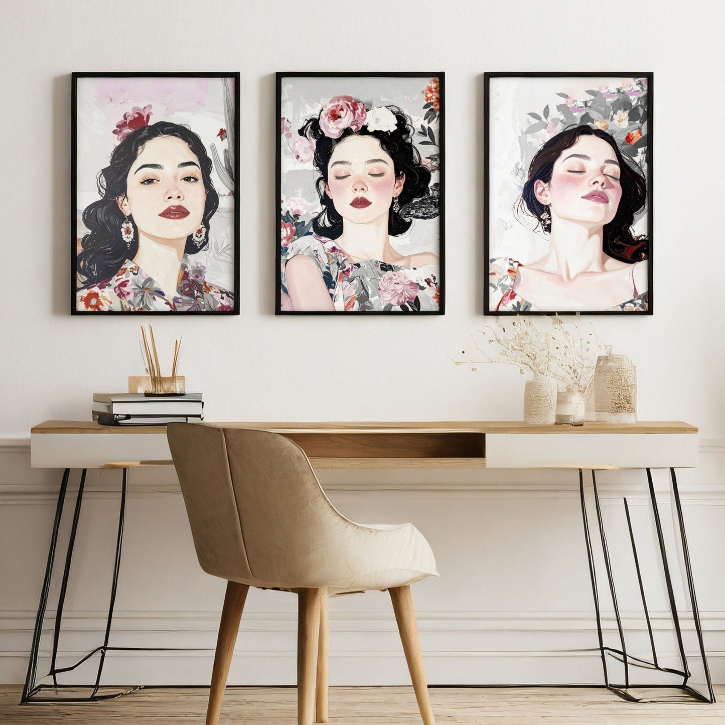 Print Sets Of 3 | Set of 3 Boho Women Wall art Prints