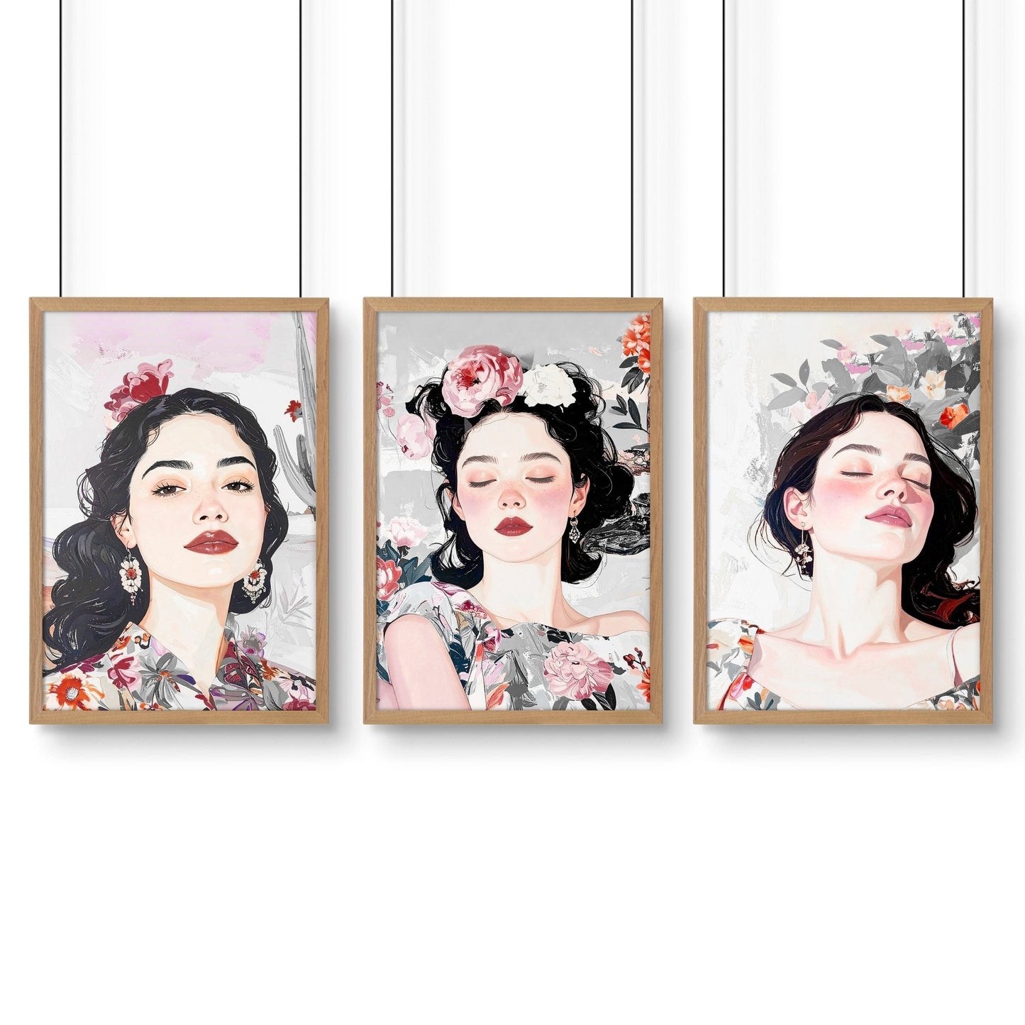 Print Sets Of 3 | Set of 3 Boho Women Wall art Prints