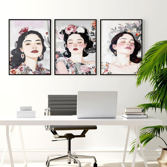 Print Sets Of 3 | Set of 3 Boho Women Wall art Prints