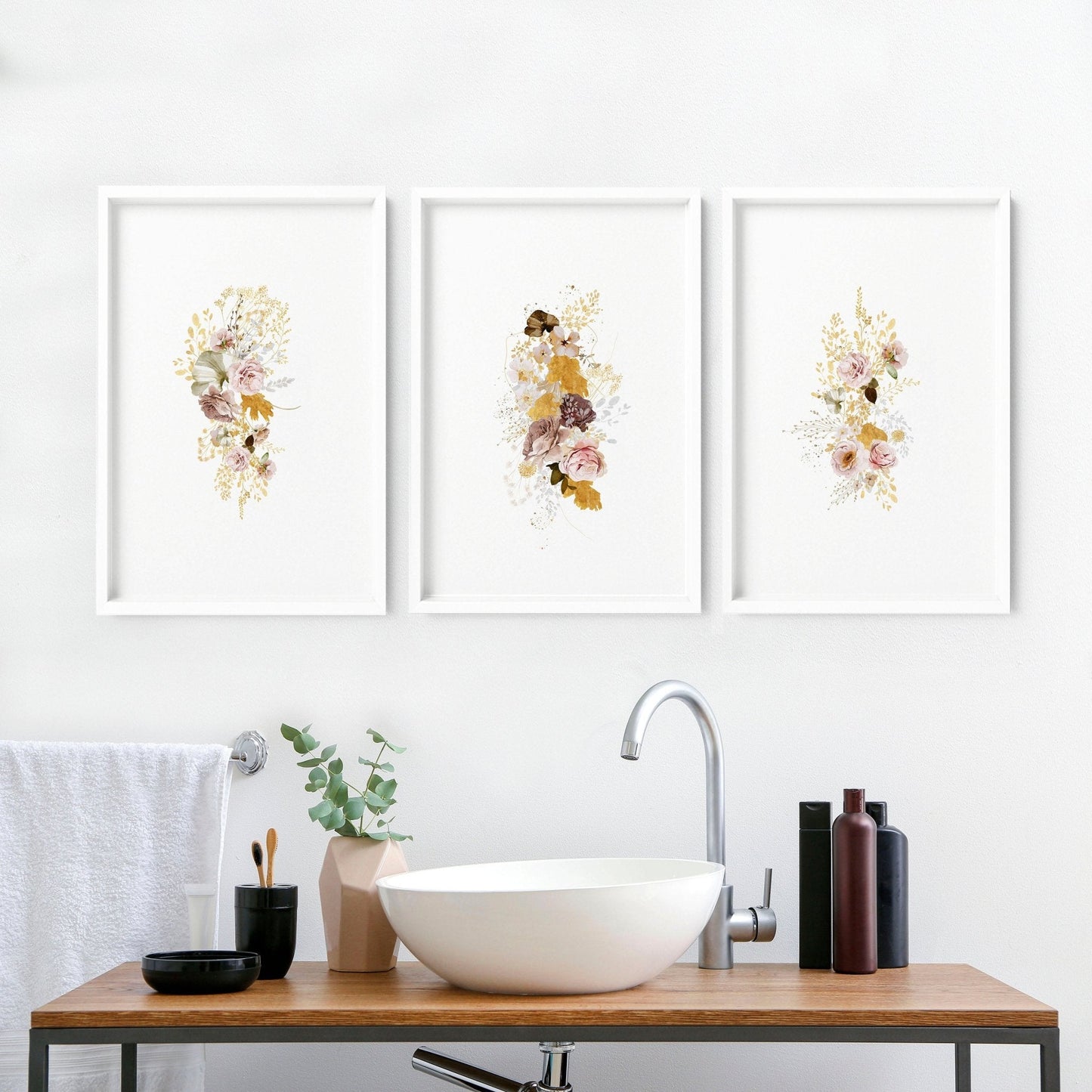 Prints for bathroom wall  | set of 3 Shabby Chic wall art