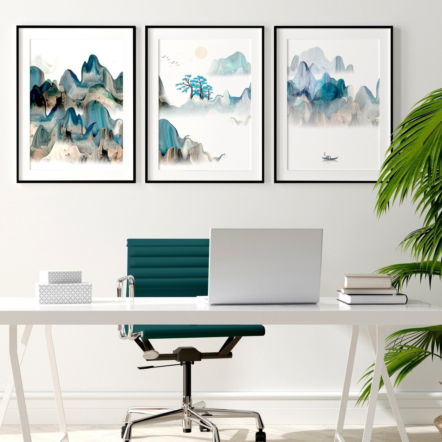 Japanese landscape art | set of 3 wall art for home office