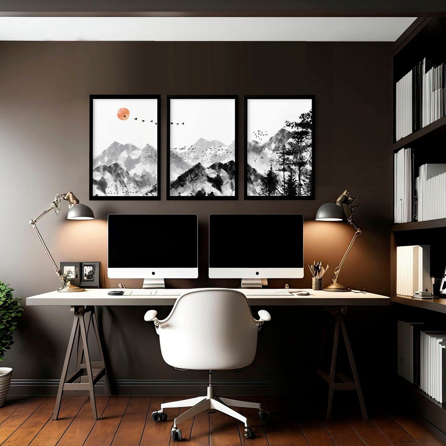 Workplace office design ideas  | set of 3 Scandinavian wall art