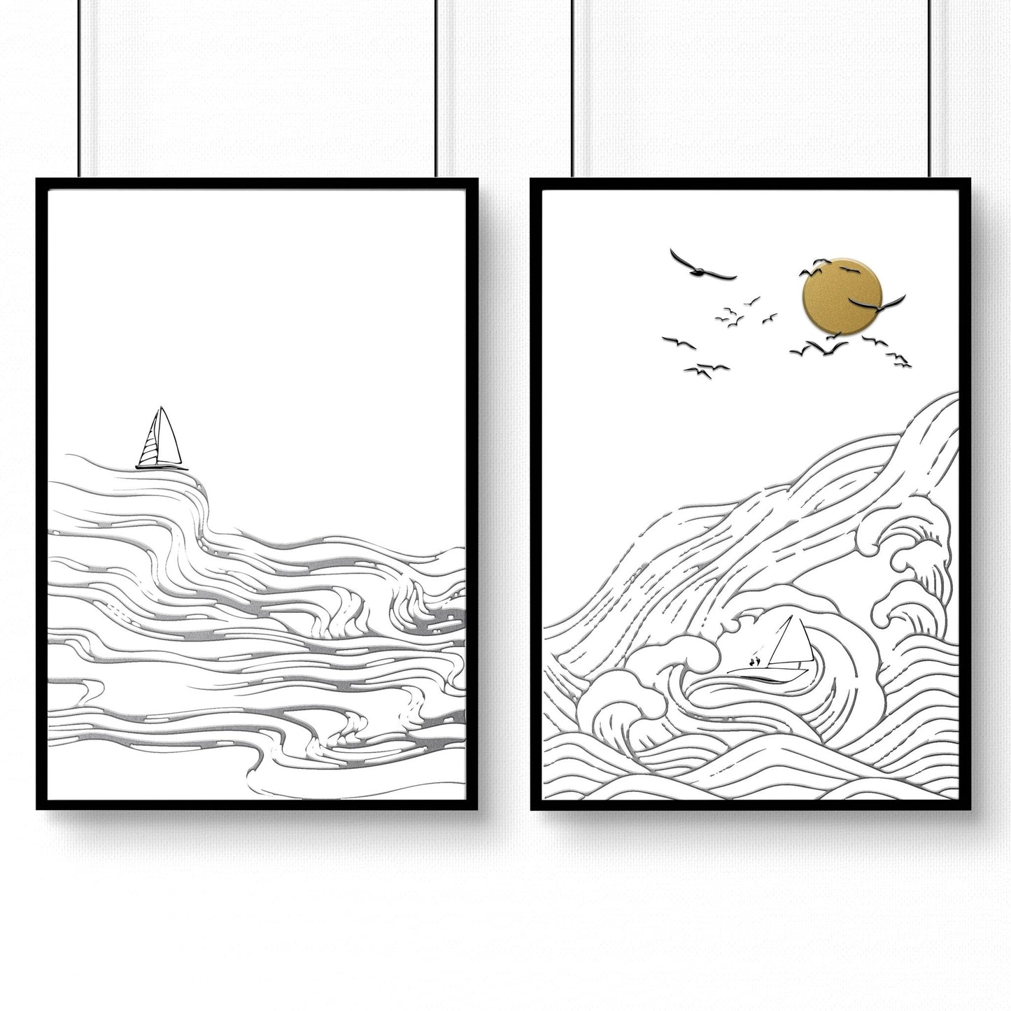 Paintings of beach | set of 2 wall art prints