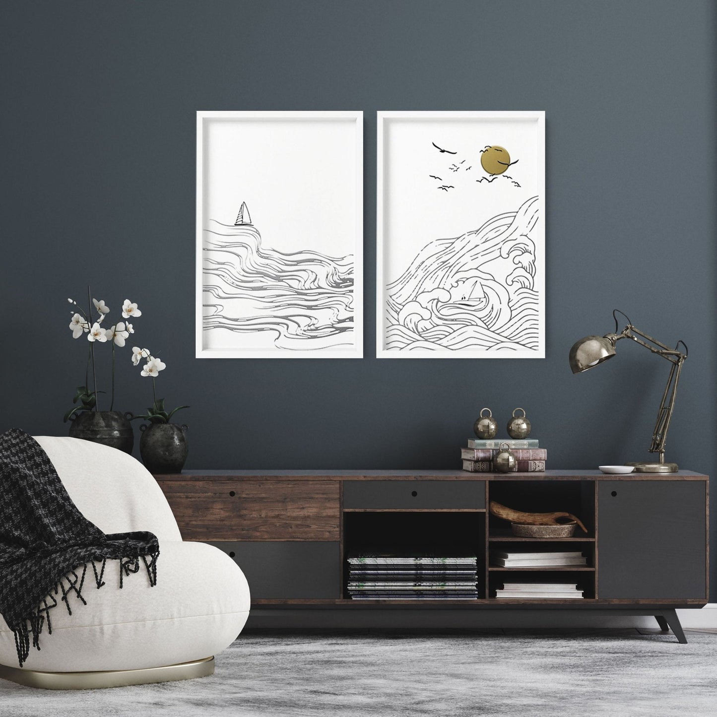 Paintings of beach | set of 2 wall art prints